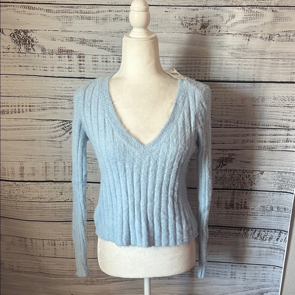 NWT V-Neck light blue long sleeve top size small